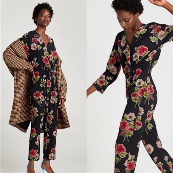 Zara Floral Jumpsuit Medium - Picture 1 of 5